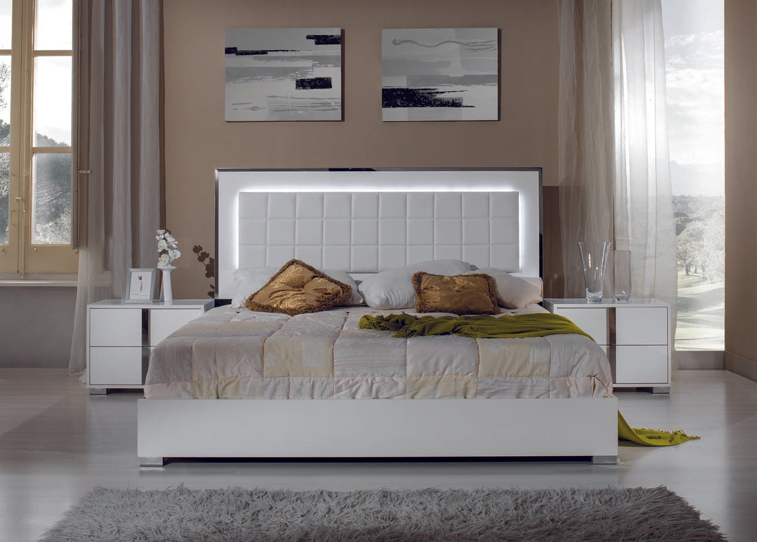 Alice Collection White LED Bedroom Set with modern design and integrated LED lighting | Vrxco.com