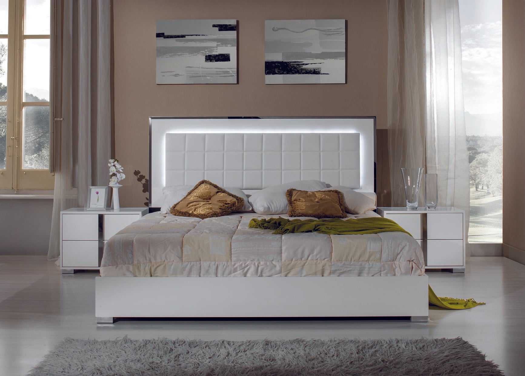 Alice Collection White LED Bedroom Set with modern design and integrated LED lighting | Vrxco.com
