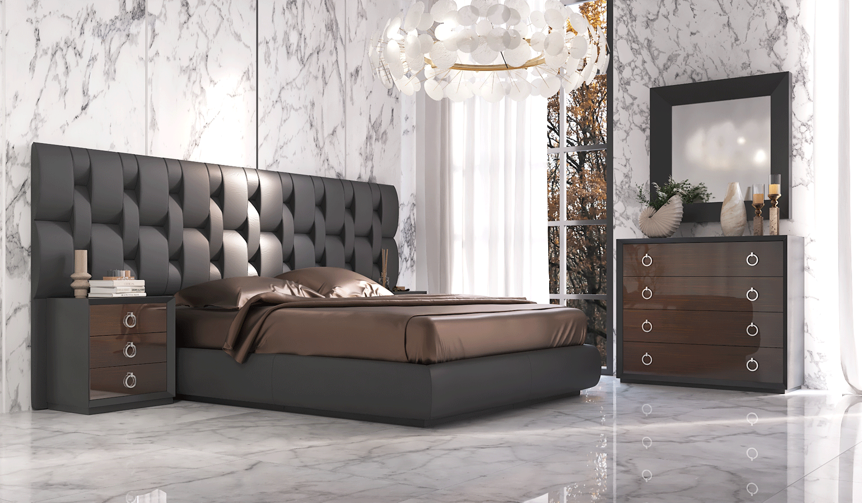 "Emporio Black Bedroom Set with elegant design and modern finishes" | Vrxco.com