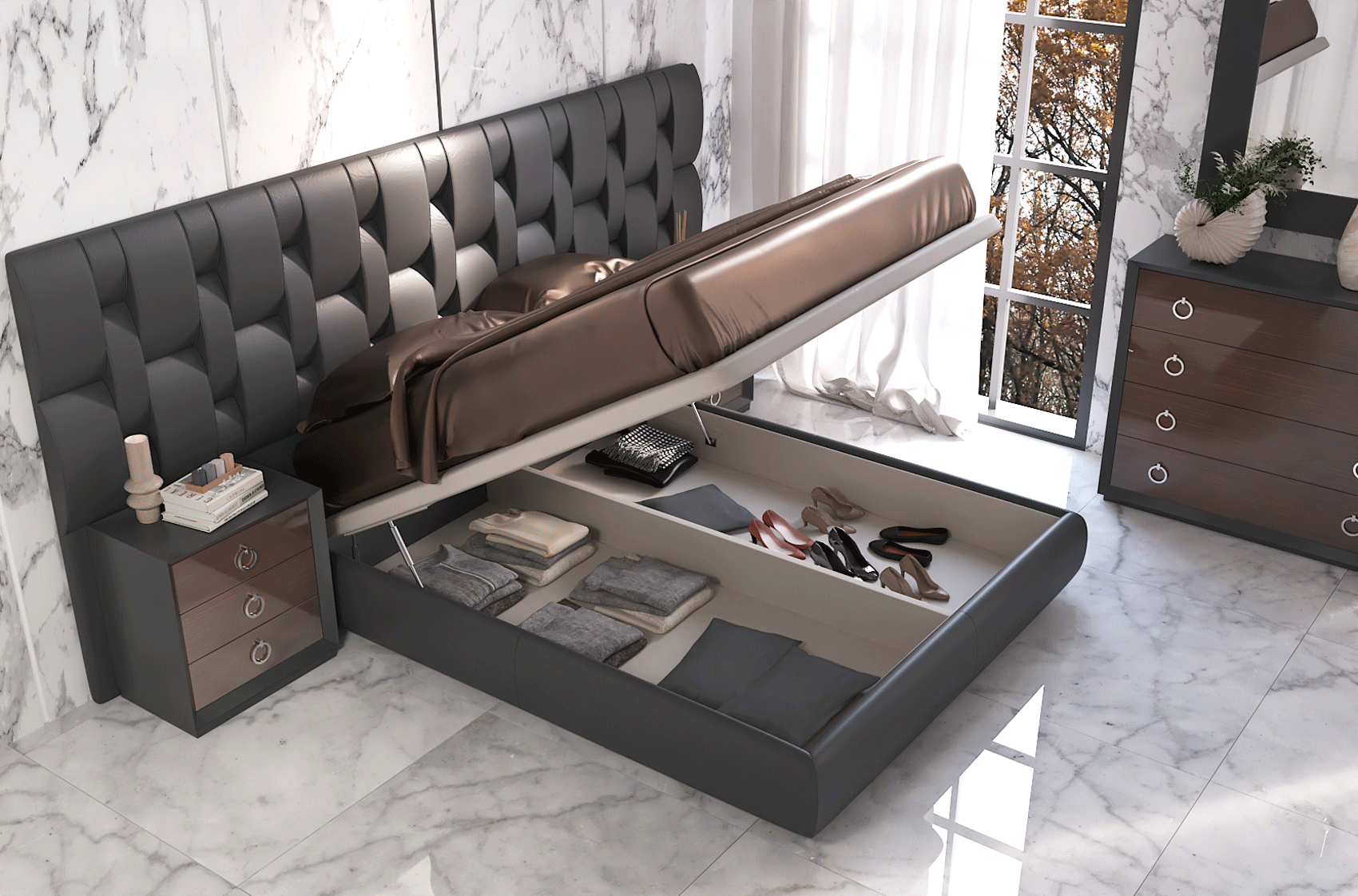 "Emporio Black Bedroom Set with elegant design and modern finishes" | Vrxco.com