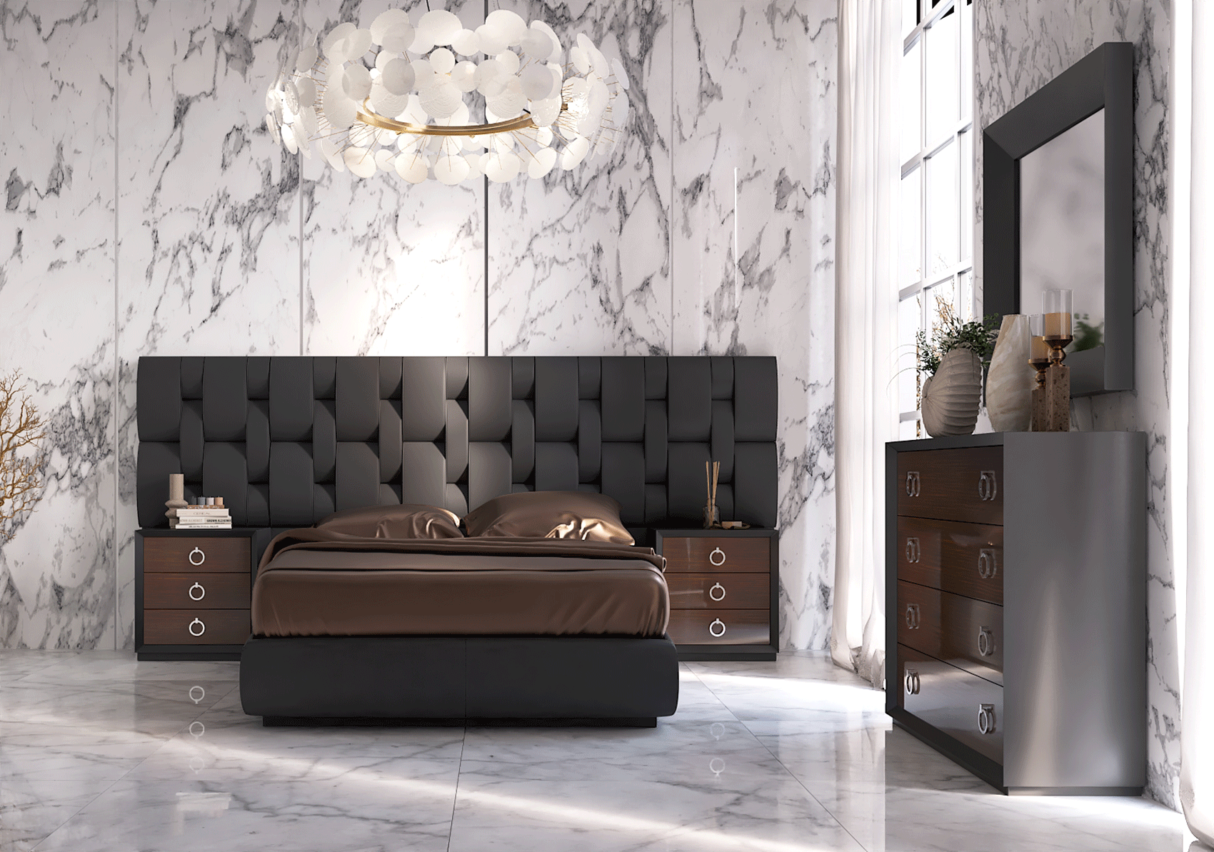 "Emporio Black Bedroom Set with elegant design and modern finishes" | Vrxco.com