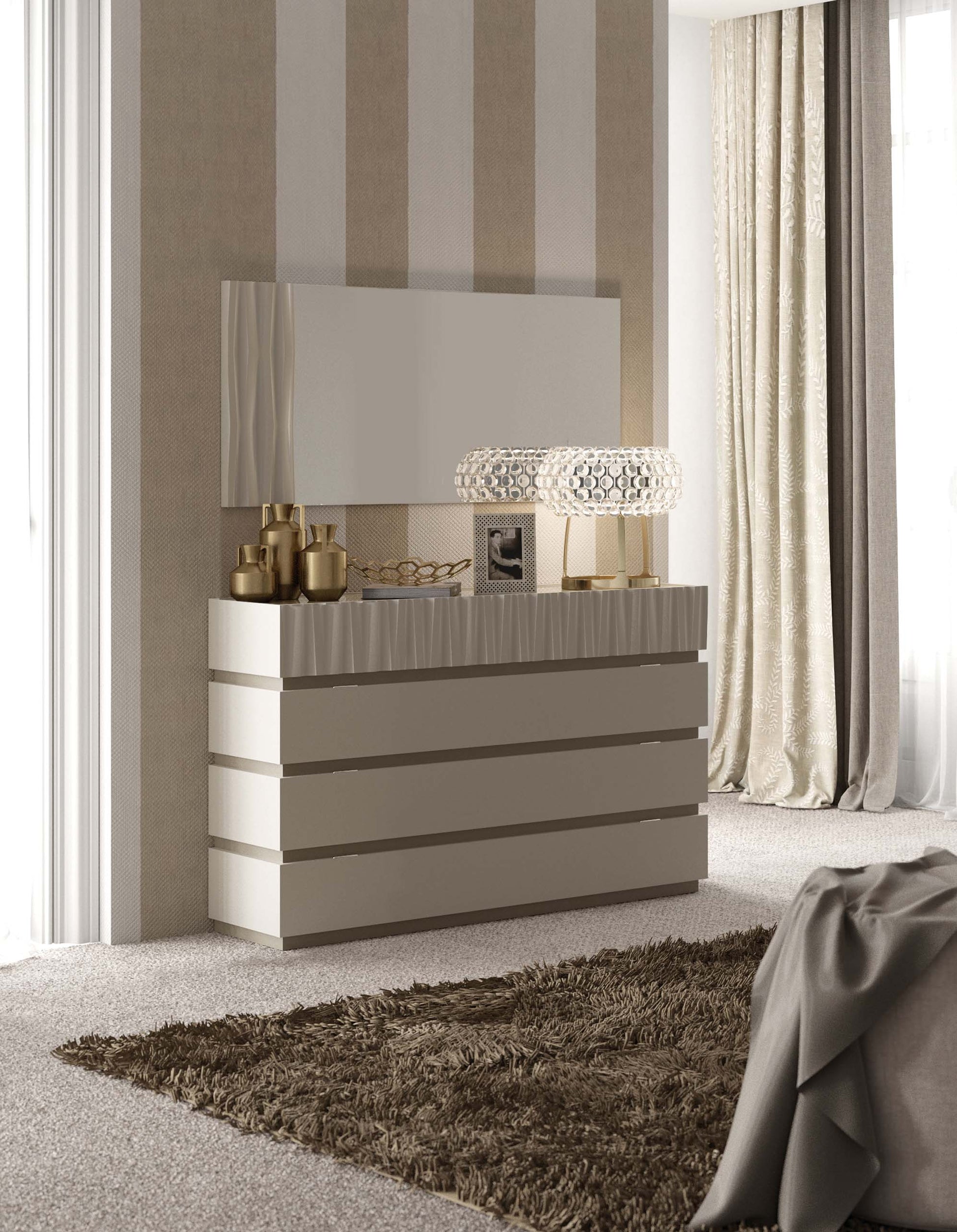 Marina Taupe Bedroom Set with elegant taupe finish and modern design | Vrxco.com
