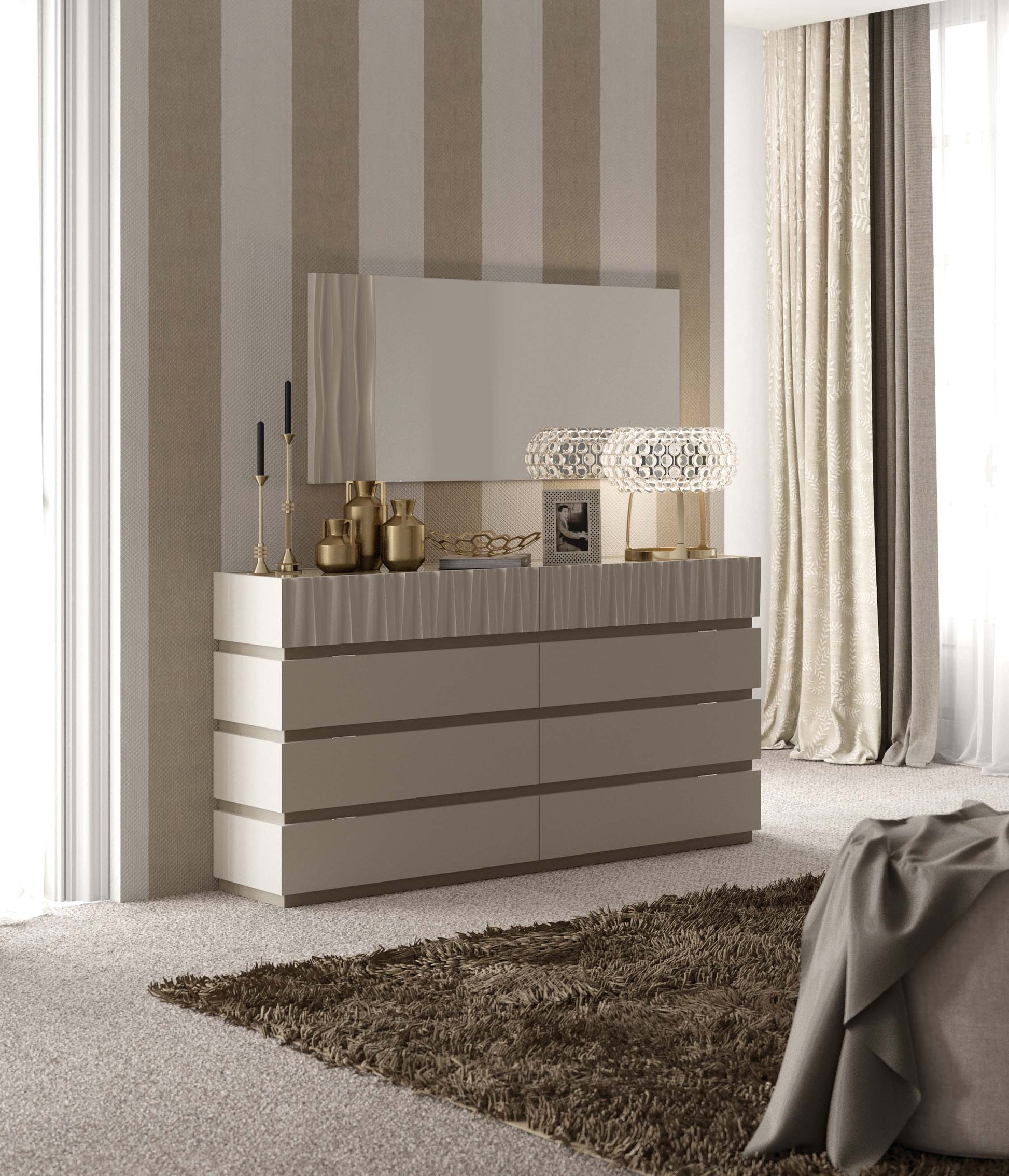 Marina Taupe Bedroom Set with elegant taupe finish and modern design | Vrxco.com