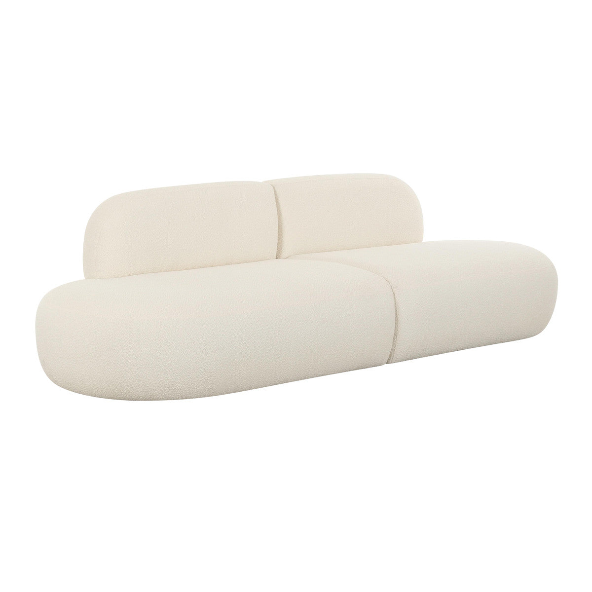 Broohah Sofa in Cream Boucle & Beige Linen Upholstery