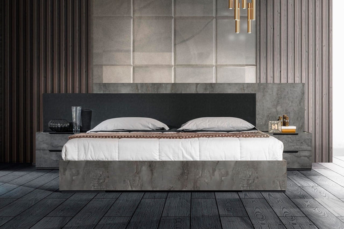 Nova Domus Ferrara Volcano Oxide Grey Bedroom Set with minimalist design | Vrxco.com