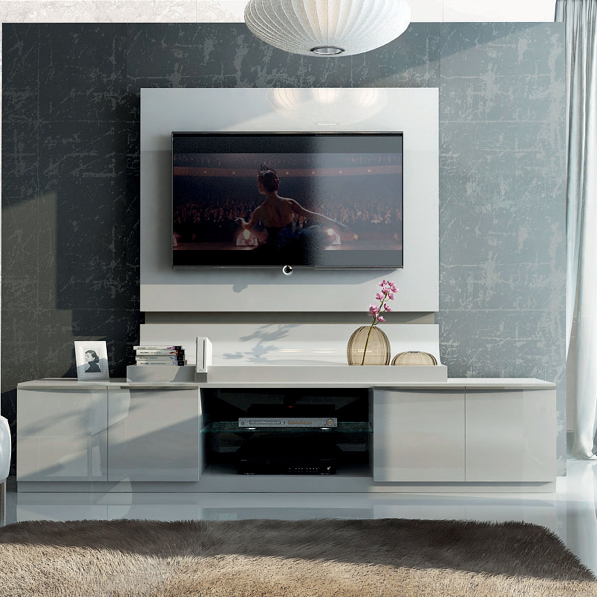 "Granada TV Base W/Panel - Stylish and functional entertainment center" | Vrxco.com