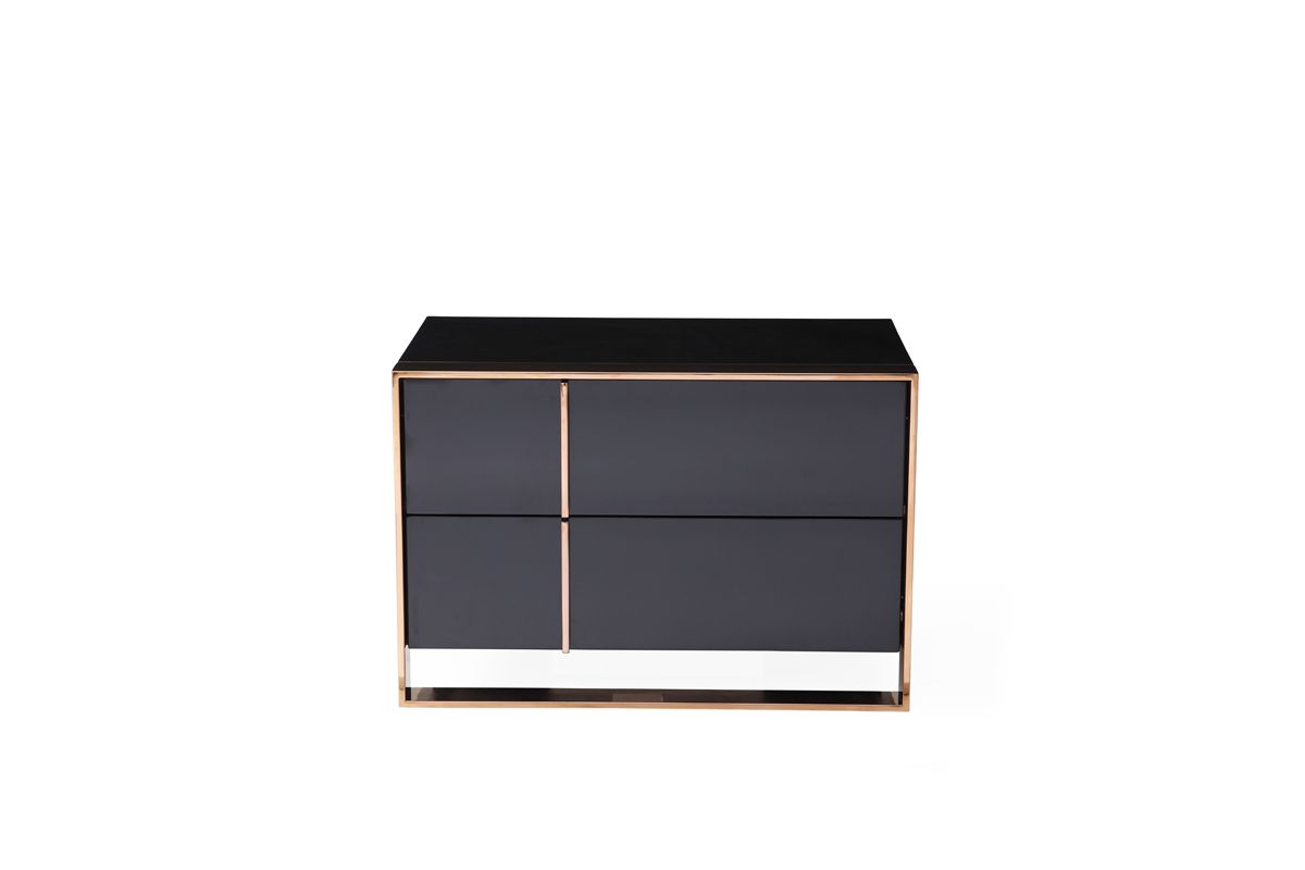 Nova Domus Cartier Modern Black & Rosegold Bedroom Set with luxurious accents | Vrxco.com