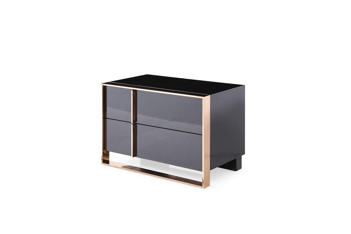 Nova Domus Cartier Modern Black & Rosegold Bedroom Set with luxurious accents | Vrxco.com