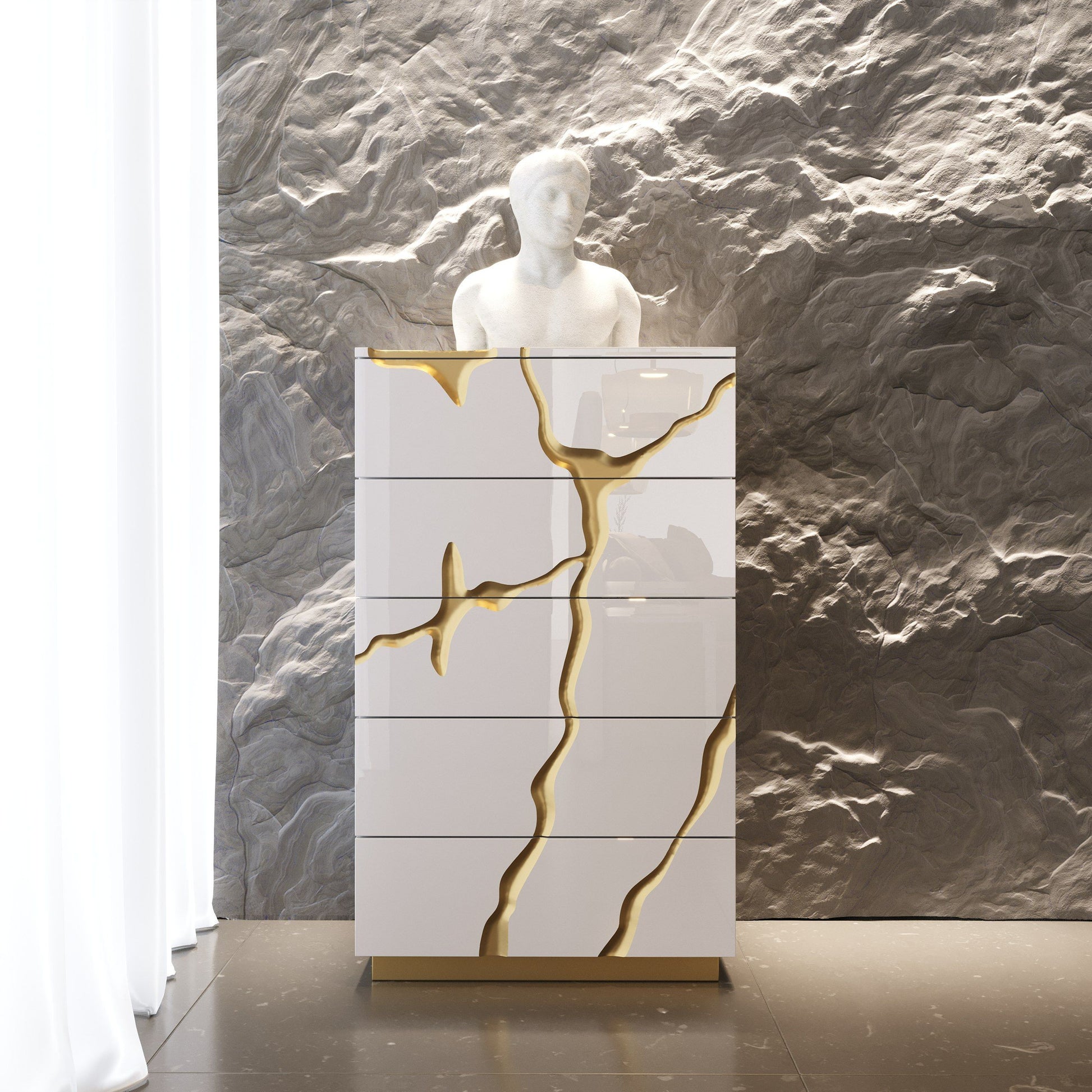 Modrest Aspen White & Gold Bedroom Set showcasing elegance and luxury with a modern touch | Vrxco.com