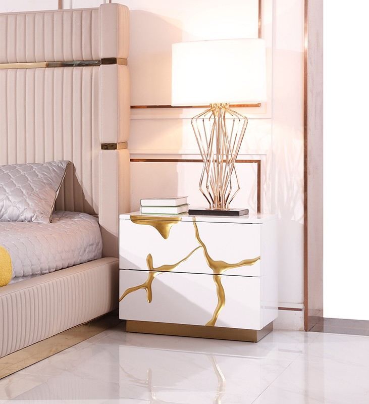 Modrest Sterling Beige & Gold Bedroom Set showcasing elegance and luxury | Vrxco.com 