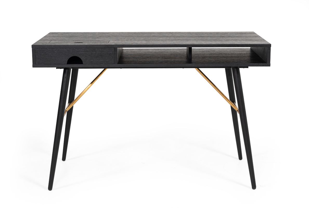 "Modrest Billy Modern Black Oak & Gold Office Desk - Stylish office desk" | Vrxco.com