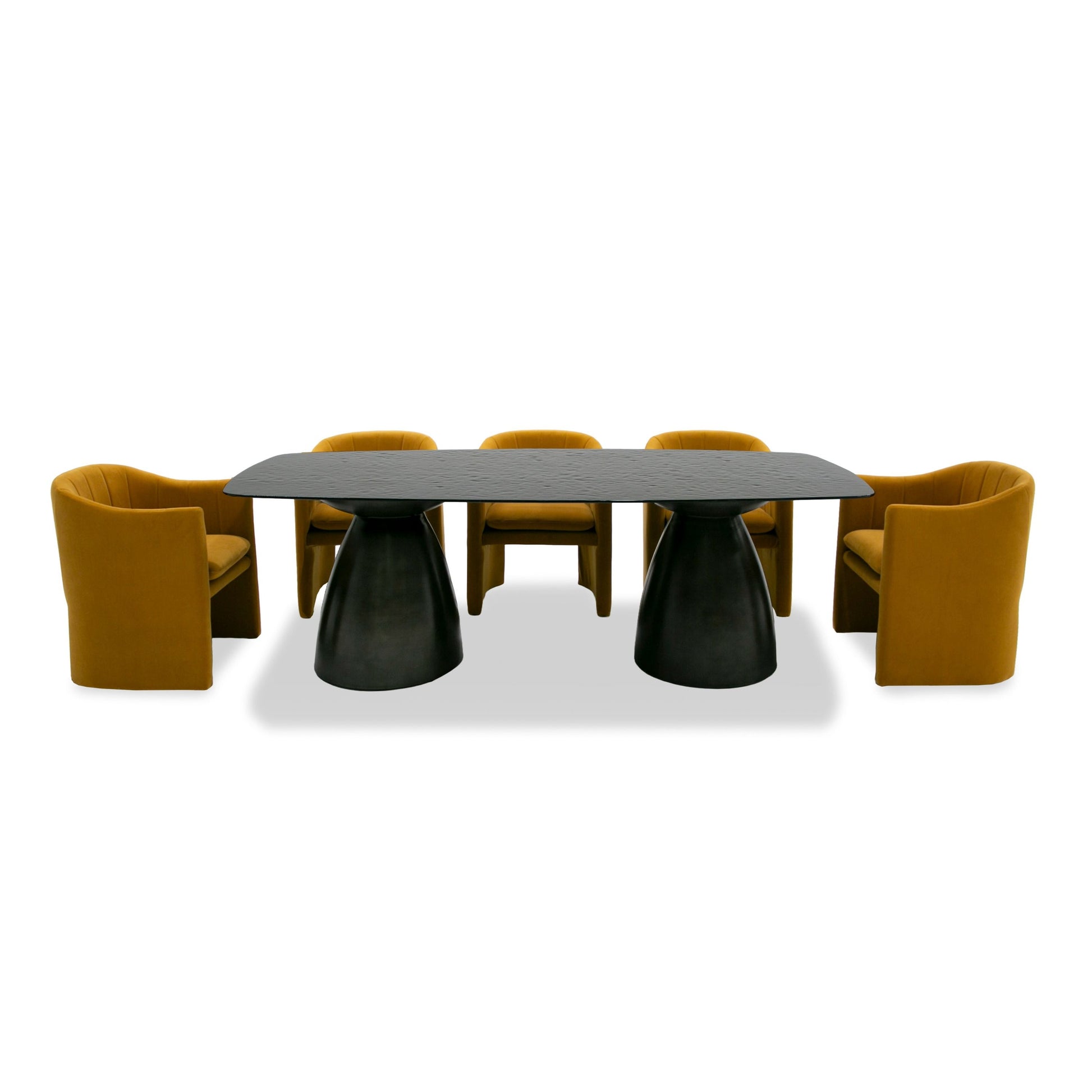 "Modrest Calexico Black Wave Glass Rectangular Dining Table - Modern dining table" | Vrxco.com