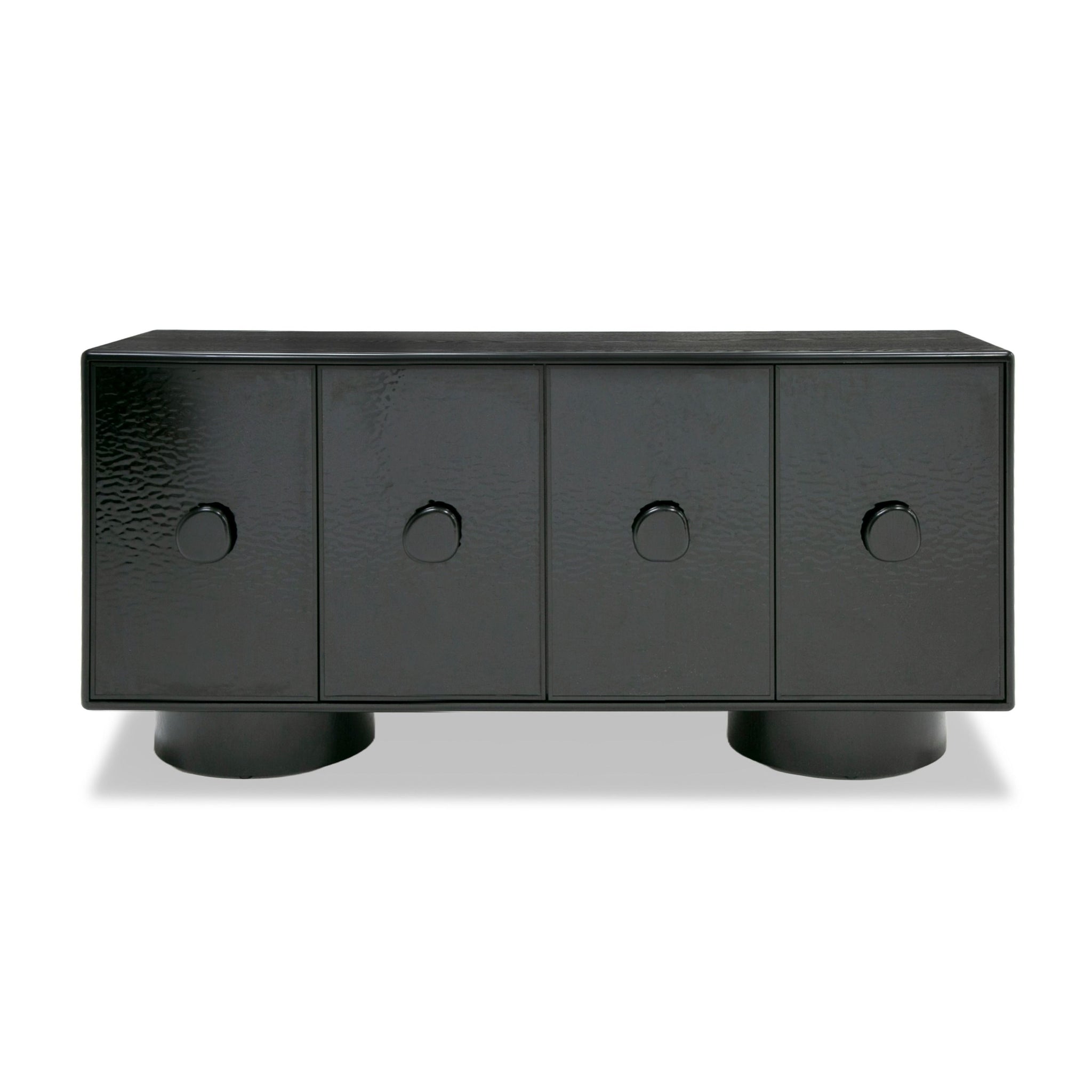 "Modrest Calexico Black Wave Glass Buffet - Contemporary buffet furniture" | Vrxco.com