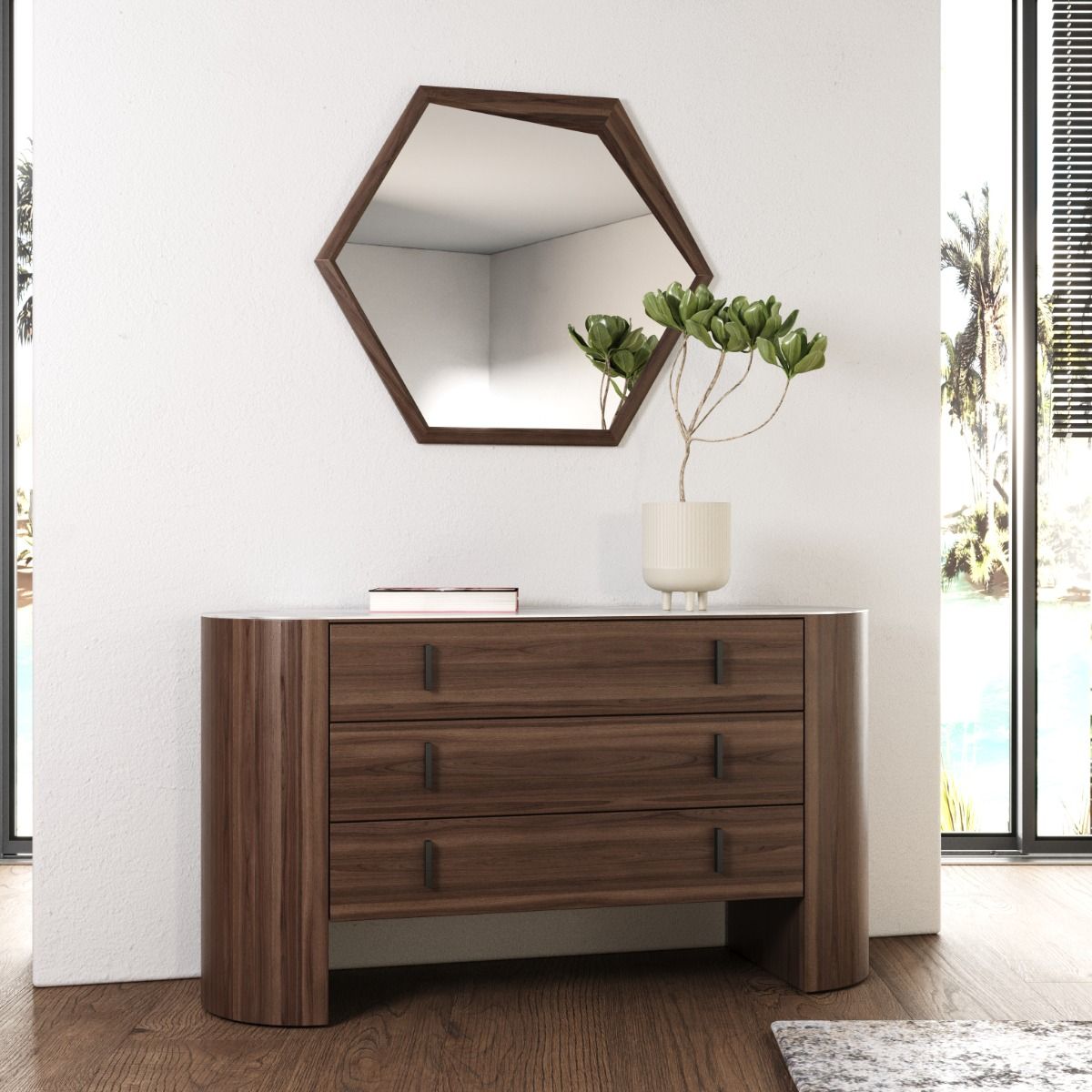 Modrest Fleury Cream Fabric & Walnut Bedroom Set showcasing elegance and comfort | Vrxco.com