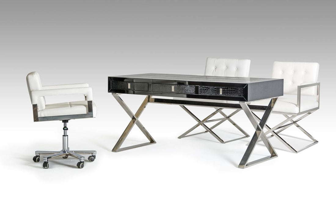 "A&X Congress Transitional Black Crocodile Desk with luxurious finish" | Vrxco.com