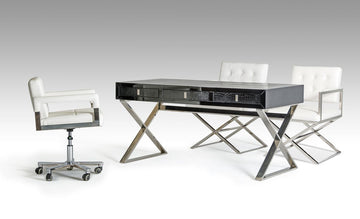 "A&X Congress Transitional Black Crocodile Desk with luxurious finish" | Vrxco.com