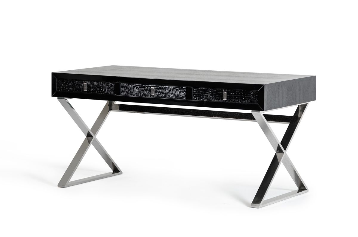 "A&X Congress Transitional Black Crocodile Desk with luxurious finish" | Vrxco.com