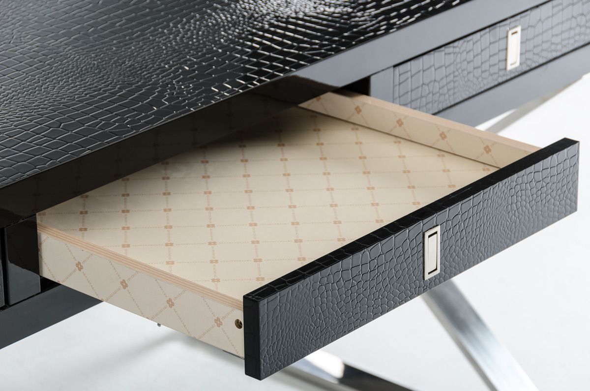 "A&X Congress Transitional Black Crocodile Desk with luxurious finish" | Vrxco.com