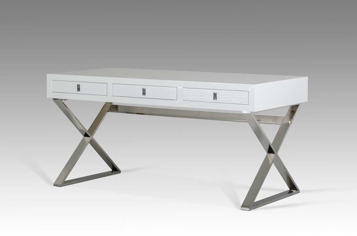 "A&X Congress Transitional White Crocodile Office Desk with luxurious finish" | Vrxco.com