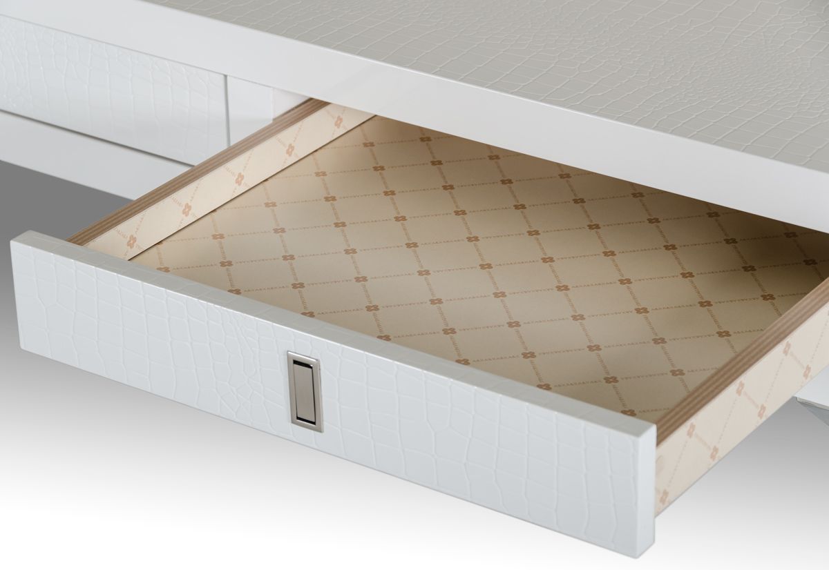 "A&X Congress Transitional White Crocodile Office Desk with luxurious finish" | Vrxco.com