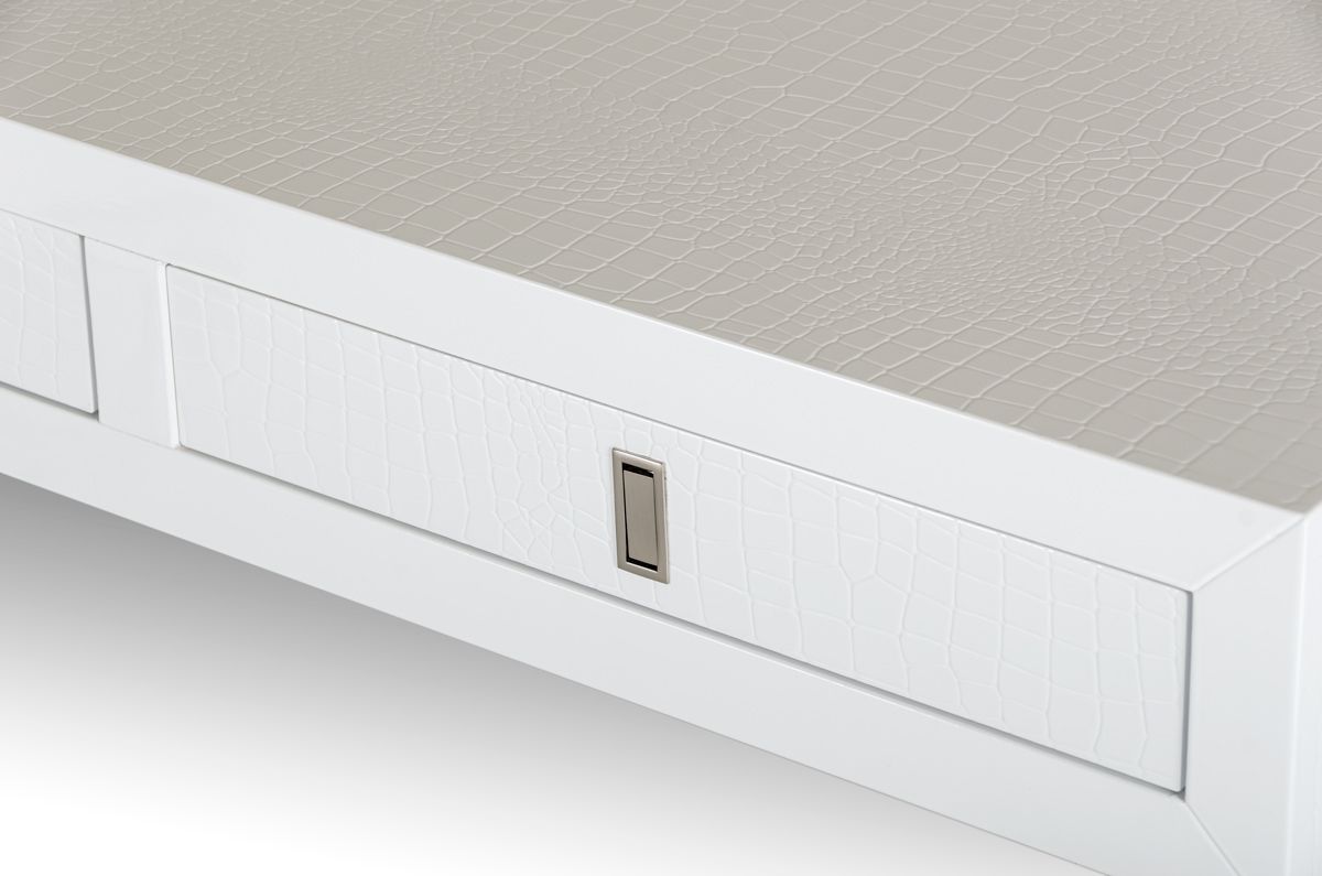 "A&X Congress Transitional White Crocodile Office Desk with luxurious finish" | Vrxco.com