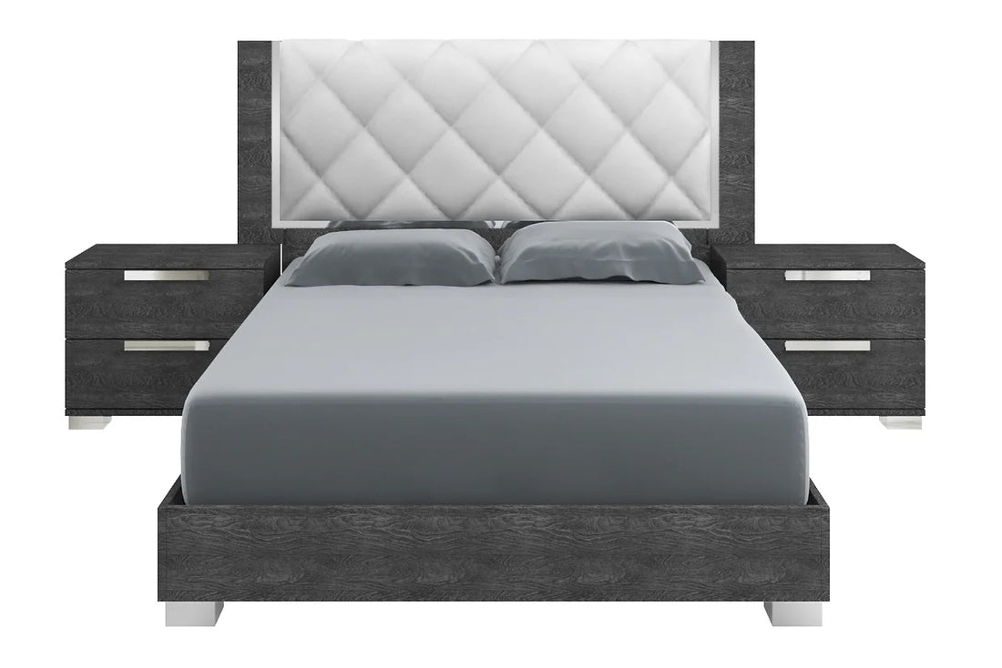 "Ash Grey Italian Sarah Rhombus Bedroom Set with elegant finish and unique pattern" | Vrxco.com