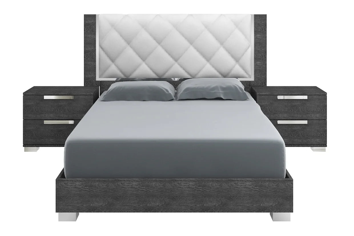 "Ash Grey Italian Sarah Rhombus Bedroom Set with elegant finish and unique pattern" | Vrxco.com