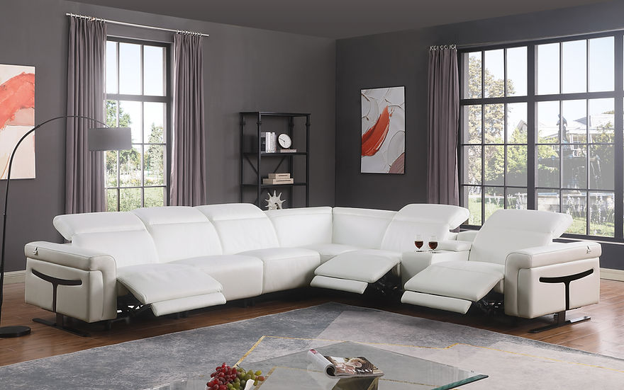 MI 1110 7pcs Lucca Reclining Sectional in White with sleek design and reclining feature | Vrxco.com