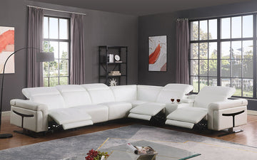 MI 1110 7pcs Lucca Reclining Sectional in White with sleek design and reclining feature | Vrxco.com