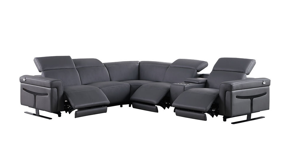 MI-1110-6pcs Lucca Reclining Sectional in Grey with modern design and reclining feature | Vrxco.com