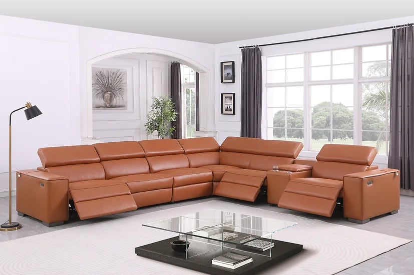 MI-631-7Pcs Picasso Reclining Sectional in Carmel with three power recliners and stylish design | Vrxco.com