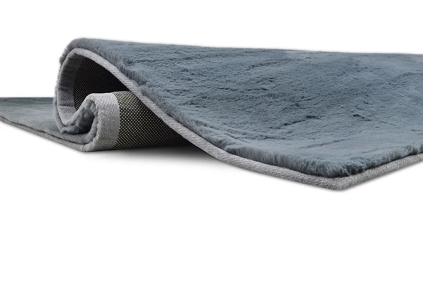 Rabbit Solid Grey Rug with solid grey color and textured surface | Vrxco.com