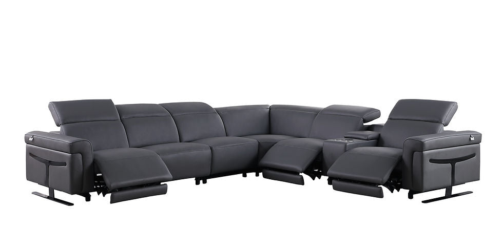 "MI 1110 7pcs Lucca Reclining Sectional Grey - Ultimate comfort" | Vrxco.com