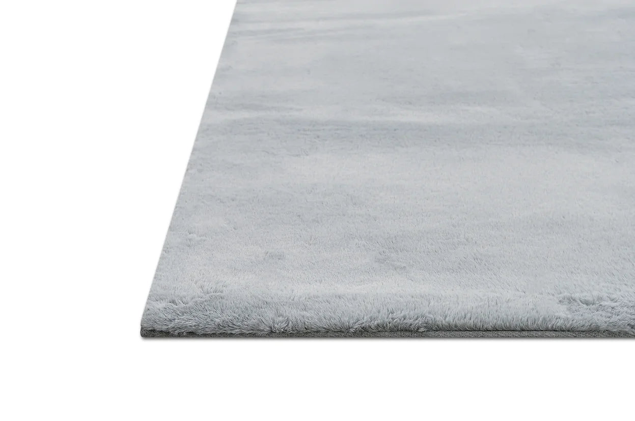Rabbit Solid Silver Rug with solid silver color and plush texture | Vrxco.com