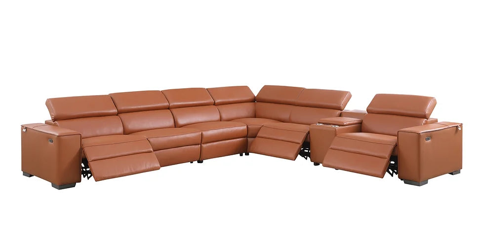 MI-631-7Pcs Picasso Reclining Sectional in Carmel with three power recliners and stylish design | Vrxco.com