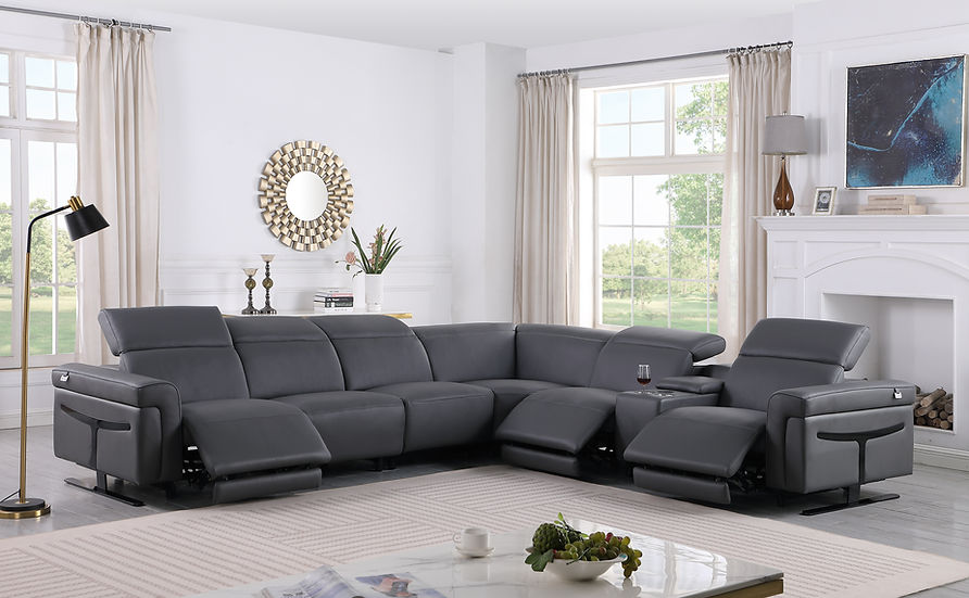 "MI 1110 7pcs Lucca Reclining Sectional Grey - Ultimate comfort" | Vrxco.com