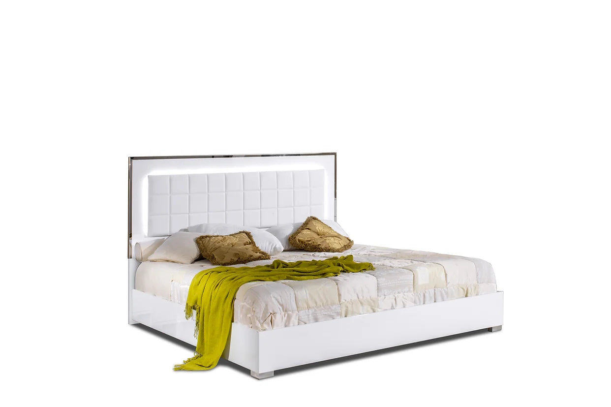 Alice Collection White LED Bedroom Set with modern design and integrated LED lighting | Vrxco.com
