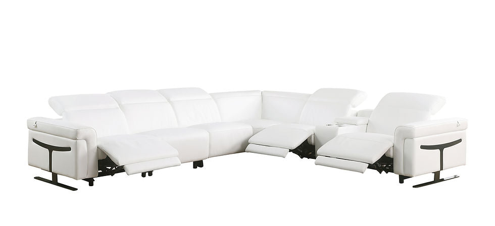 MI 1110 7pcs Lucca Reclining Sectional in White with sleek design and reclining feature | Vrxco.com