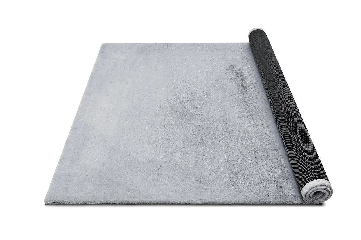 Rabbit Solid Silver Rug with solid silver color and plush texture | Vrxco.com