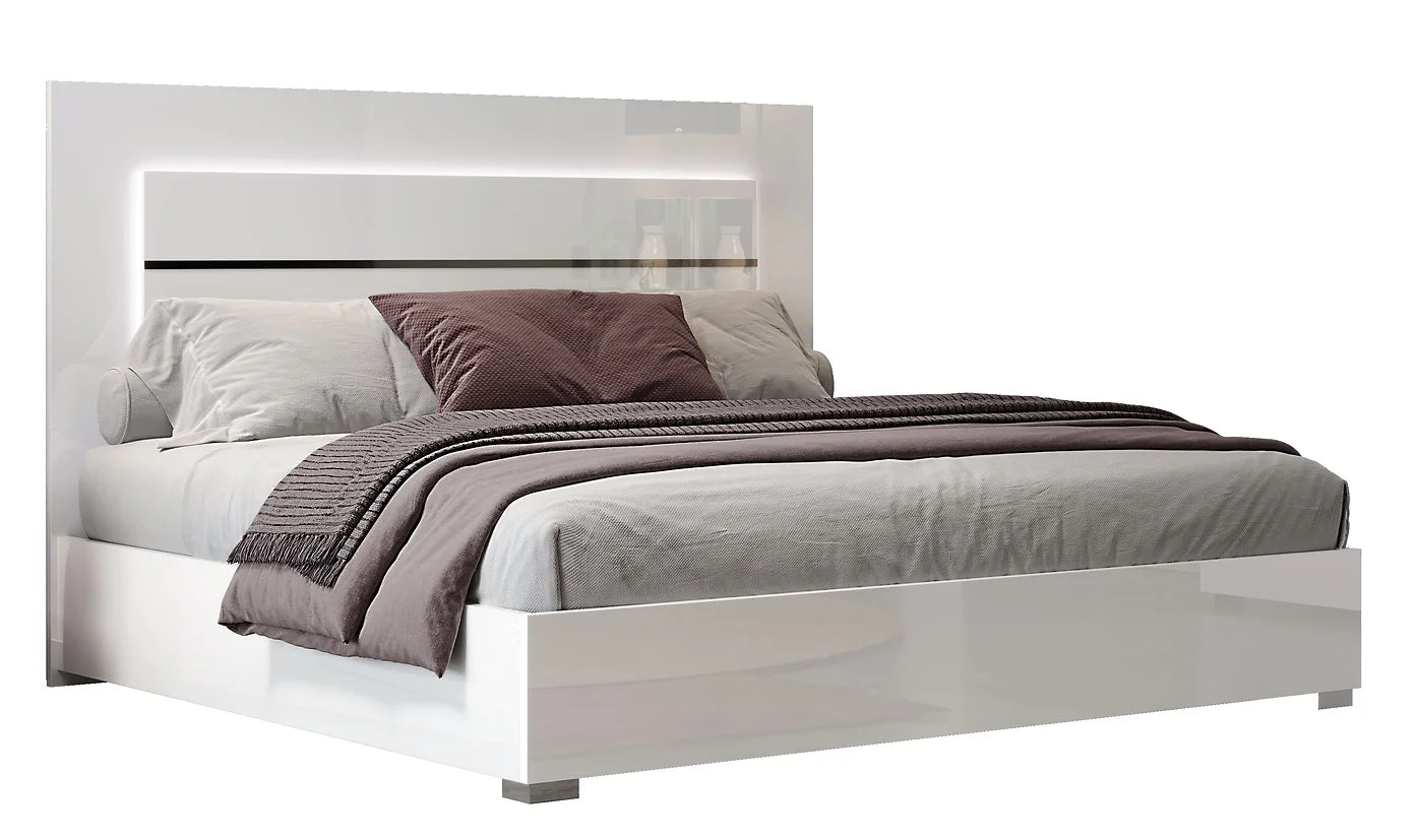 Premium Collection White Gloss Bedroom Set with LED lighting and modern design | Vrxco.com