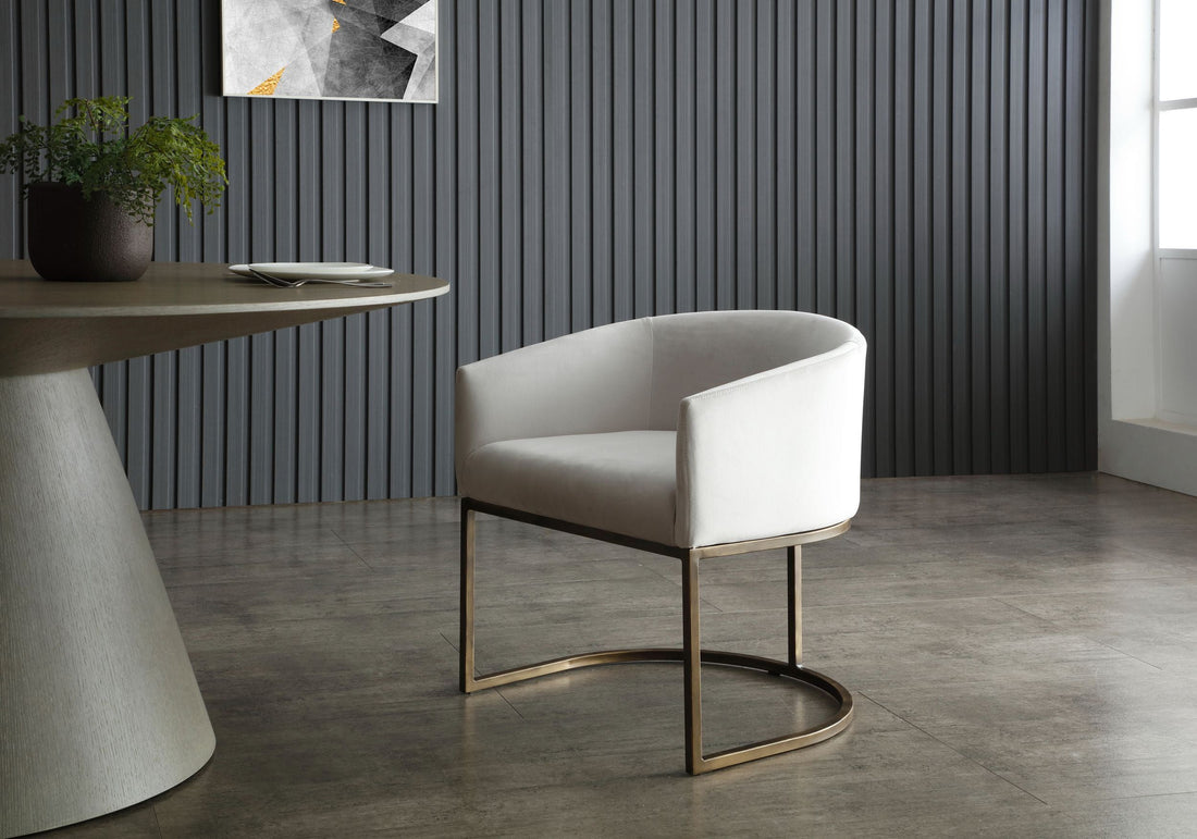 "Modrest Elisa - Modern Beige Velvet & Brass Dining Chair - Elegant dining chair" | Vrxco.com