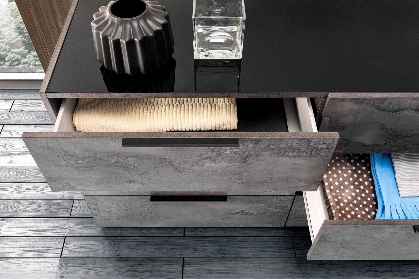 Nova Domus Ferrara Volcano Oxide Grey Bedroom Set with minimalist design | Vrxco.com