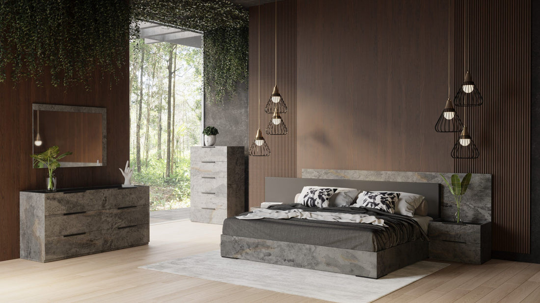 Nova Domus Ferrara Volcano Oxide Grey Bedroom Set with minimalist design | Vrxco.com