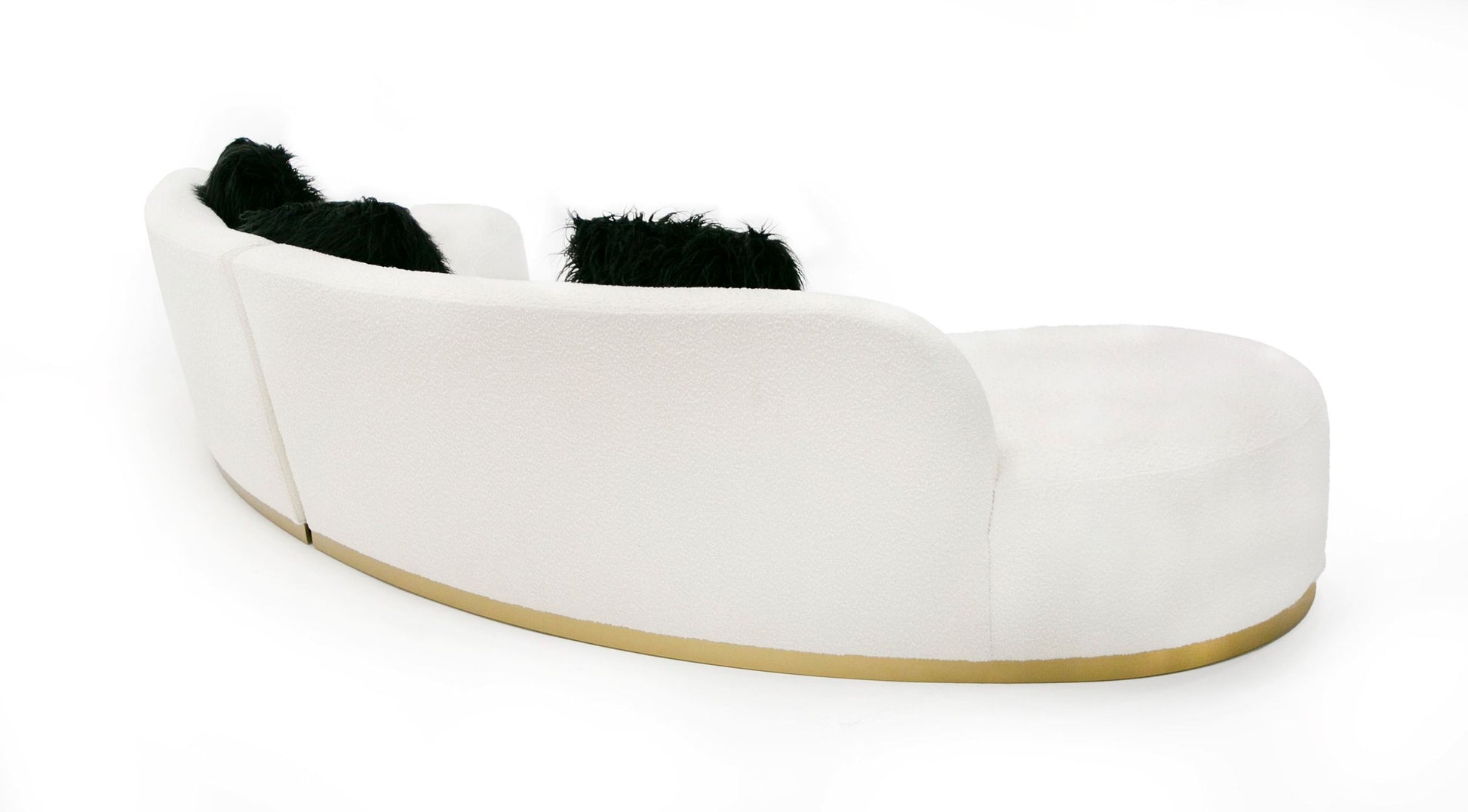 "Divani Casa Frontier Glam Off-White Fabric Curved Sectional Sofa with Black Pillows - Stylish and luxurious living room furniture" | Vrxco.com