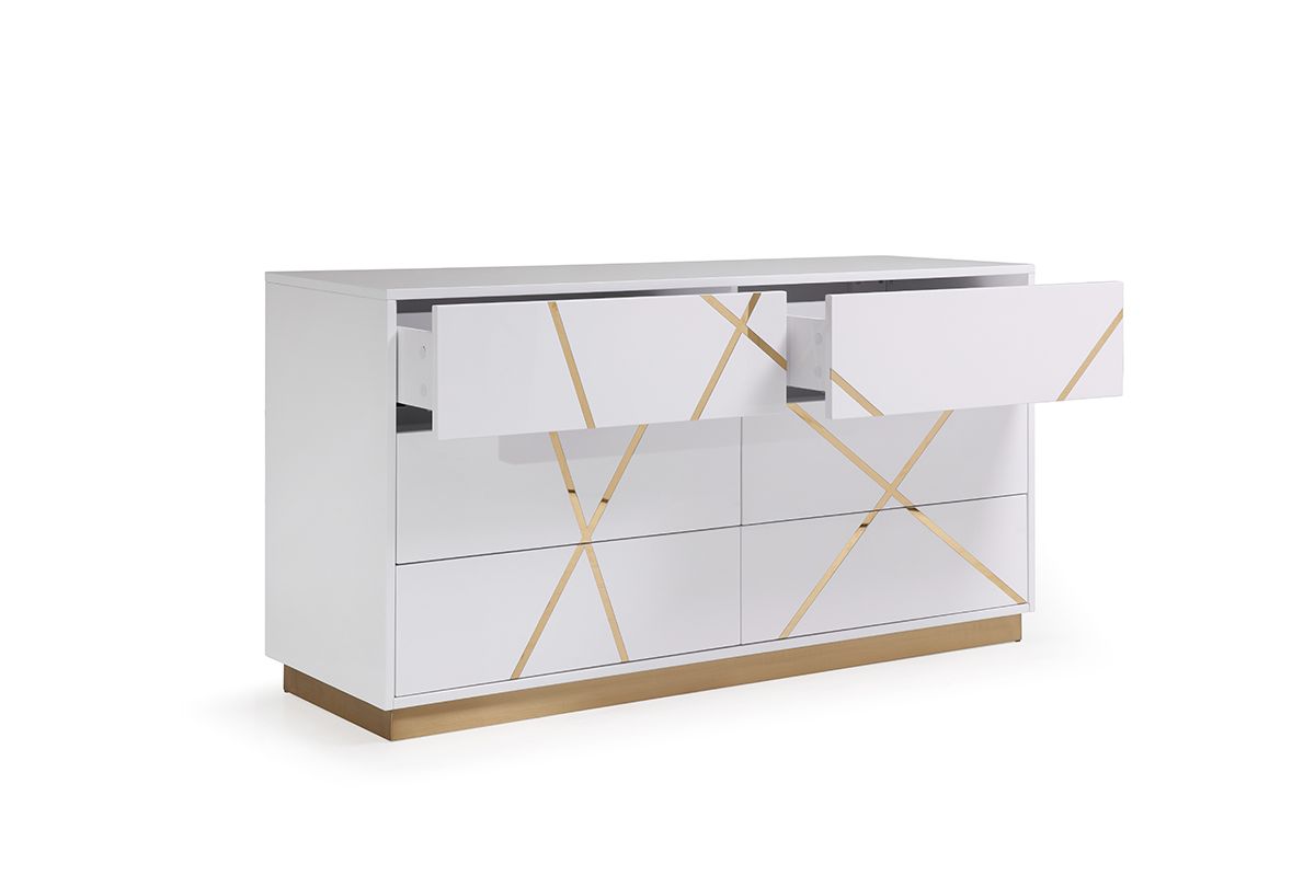 Modrest Nixa Modern White & Gold Bedroom Set showcasing luxury and modern design | Vrxco.com