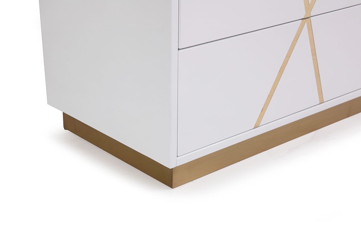Modrest Nixa Modern White & Gold Bedroom Set showcasing luxury and modern design | Vrxco.com