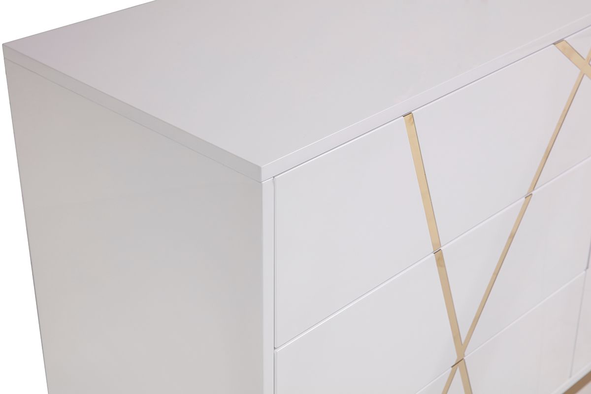 Modrest Nixa Modern White & Gold Bedroom Set showcasing luxury and modern design | Vrxco.com