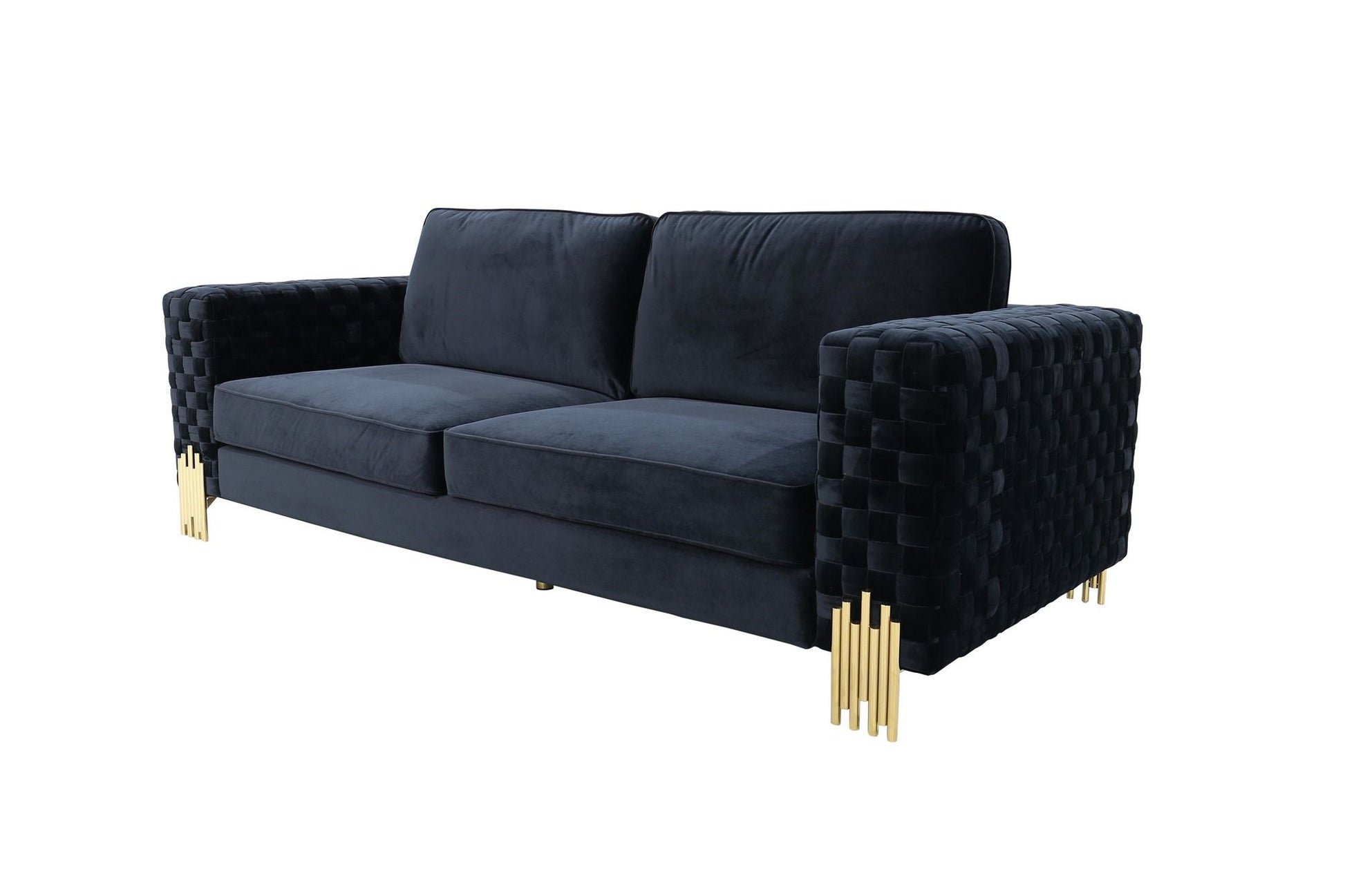 "Divani Casa Lori - Modern Velvet Glam Black & Gold Sofa Set - Luxurious and stylish living room furniture" | Vrxco.com