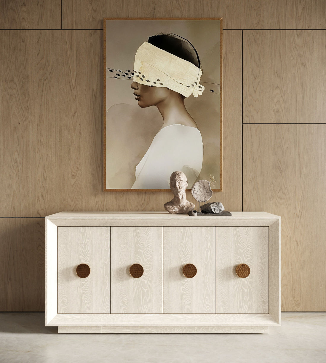 Modrest Marjorie - Modern Cream & Brushed Gold Buffet showcasing elegant design and stylish storage | Vrxco.com