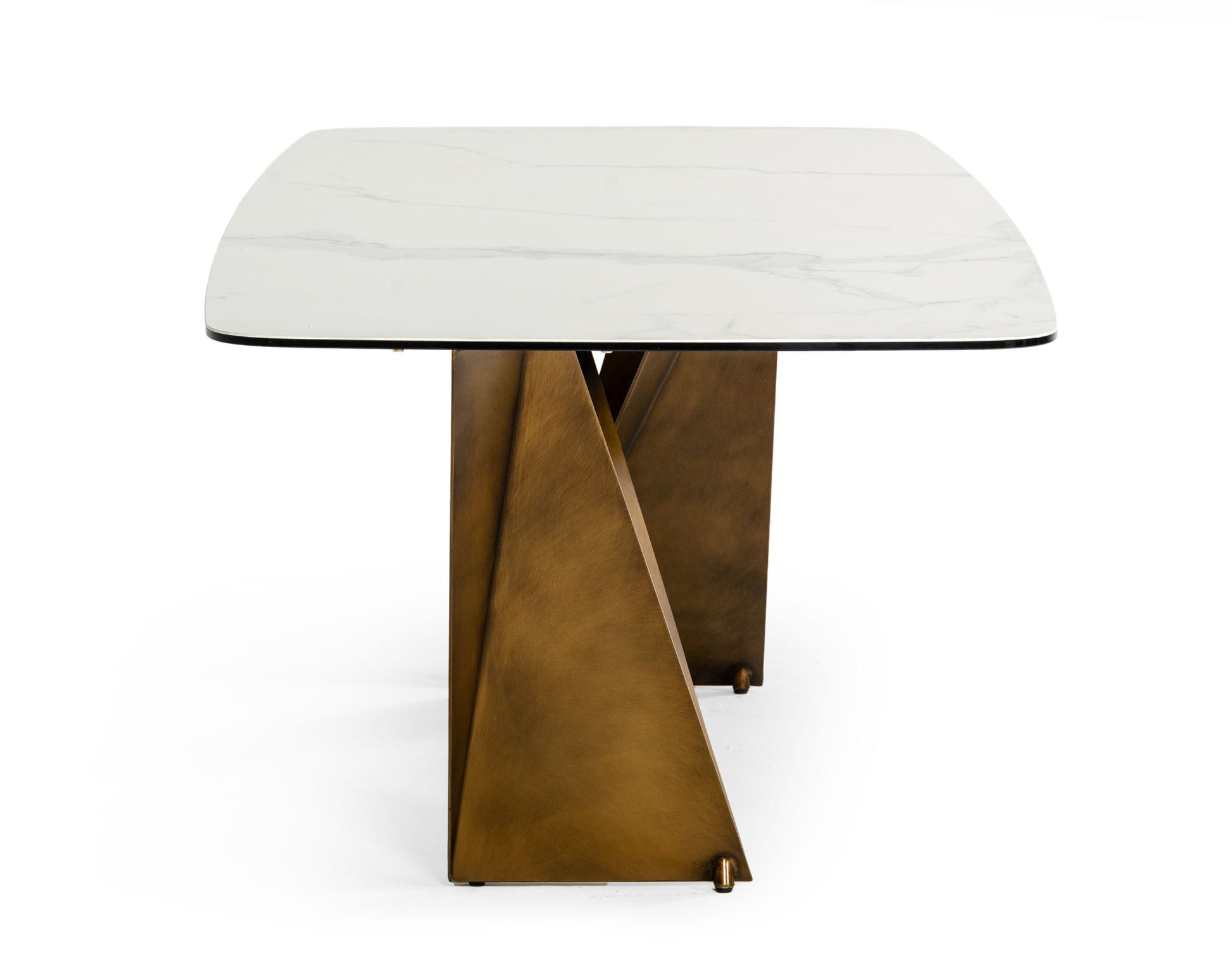 Modrest Melanie White Ceramic & Brushed Brown Dining Table showcasing modern elegance | Vrxco.com